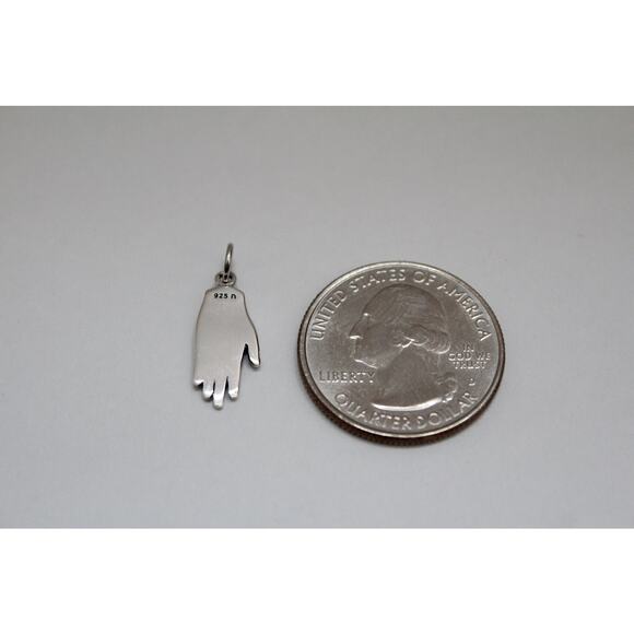 Sterling Silver Hand Charm, Silver Open Hand Necklace - Picture 5 of 5